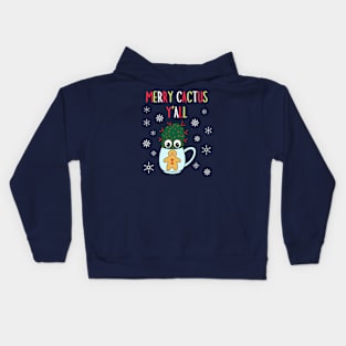 Merry Cactus Y'all - Small Cactus With Red Spikes In Christmas Mug Kids Hoodie